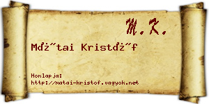 Mátai Kristóf névjegykártya